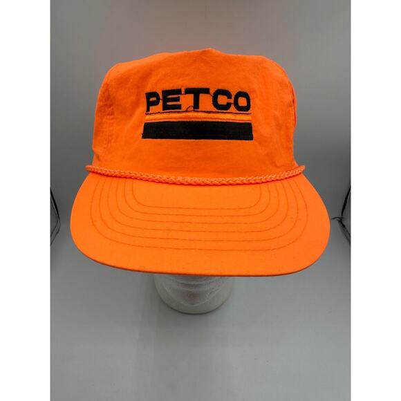 VTG Petco Fishing And Rental Tools Adult Neon Orange Trucker Hat Cap Rope - Picture 2 of 9